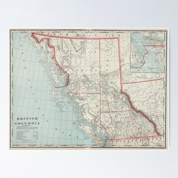 Item preview, Vintage Map of British Columbia (1901) designed and sold by BravuraMedia.