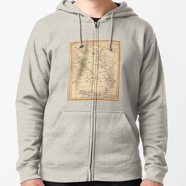 Vintage Map of The Aegean Sea (1835) Zipped Hoodie