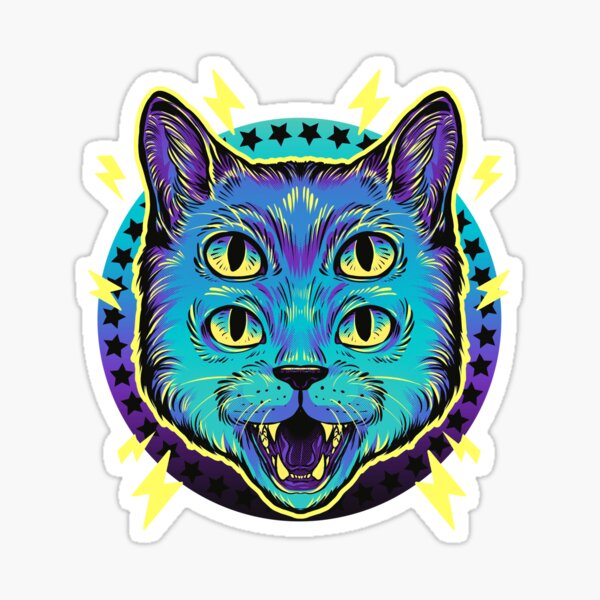 6 eye kitty Bubble-free stickers Dead Queen Imagination|Serrenathedead trippy stickers trippy art