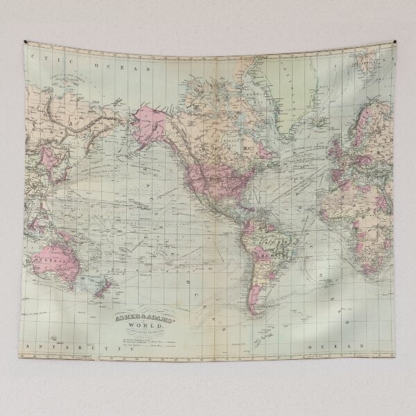 Item preview, Vintage Map of The World (1874) designed and sold by BravuraMedia.