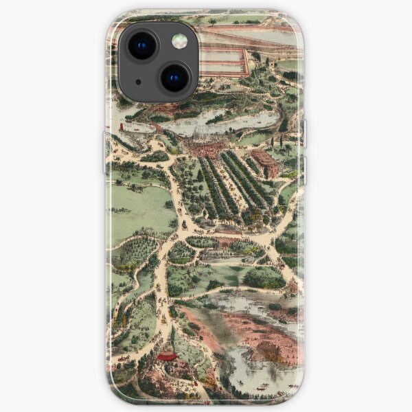 Vintage Pictorial Map of Central Park NYC (1860) iPhone Soft Case