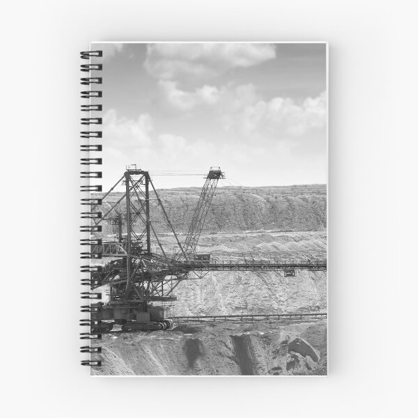 Item preview, open pit coal mine with giant excavator black and white designed and sold by goceris.