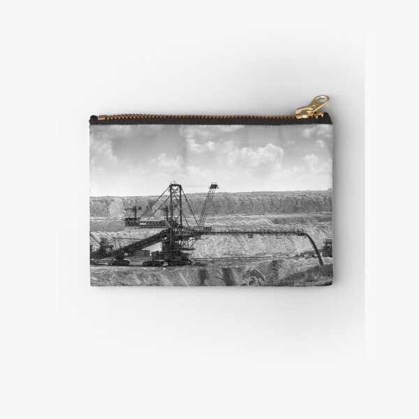 Item preview, open pit coal mine with giant excavator black and white designed and sold by goceris.