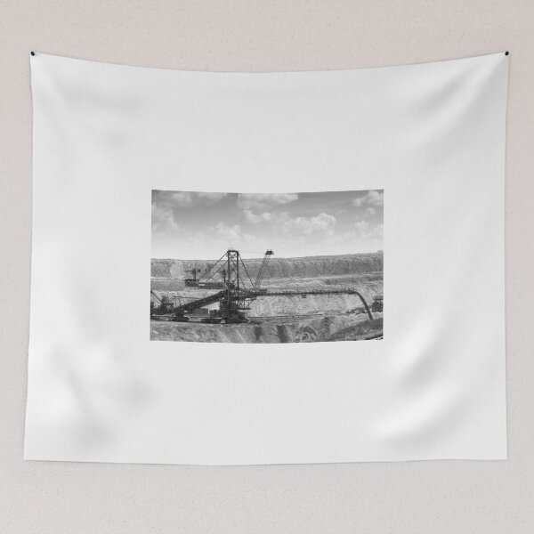Item preview, open pit coal mine with giant excavator black and white designed and sold by goceris.