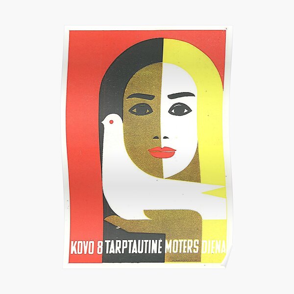Vintage Russian Poster, USSR Soviet Union International Women's Day by Juozas Galkus 1968 Poster