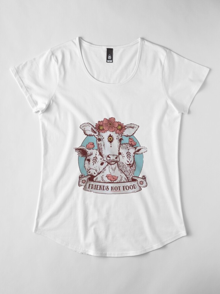 Alternate view of shirt - friends not food Premium Scoop T-Shirt