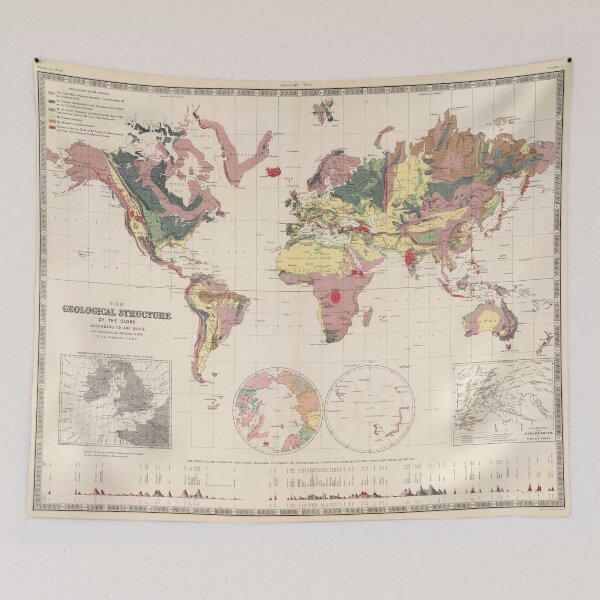 Item preview, Vintage Geological Map of The World (1856) designed and sold by BravuraMedia.