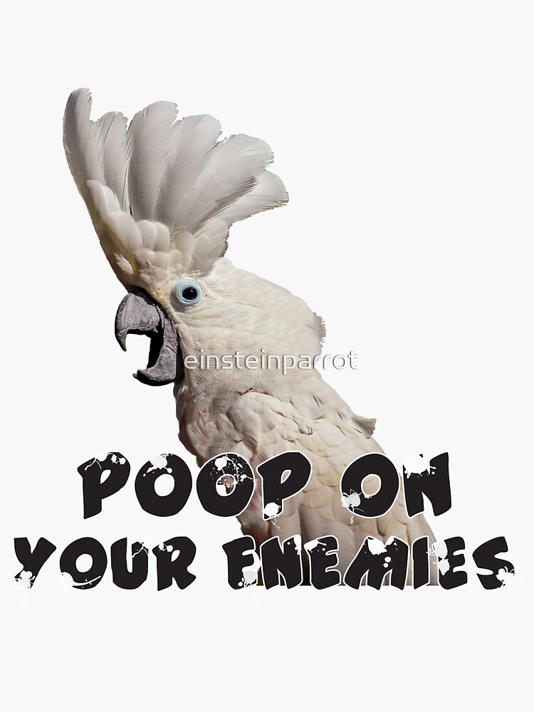 "Umbrella Cockatoo Parrot Poop on Enemies " Sticker for Sale by