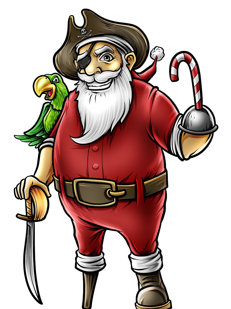 Santa Pirate Funny Christmas Candy Cane Hook Hand Kids T-Shirt by  Festivalshirt - Pixels