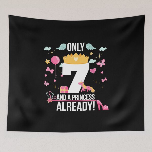 Item preview, 7th Birthday Girl "Only 7 And Already A Princess" Gift designed and sold by festivalshirt.