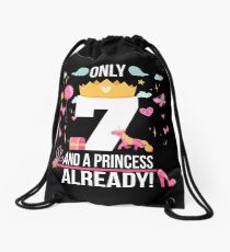7th Birthday Girl "Only 7 And Already A Princess" Gift Drawstring Bag