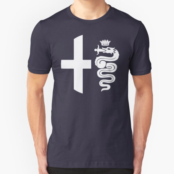Alfa Romeo classic biscione / cross (white) Slim Fit T-Shirt