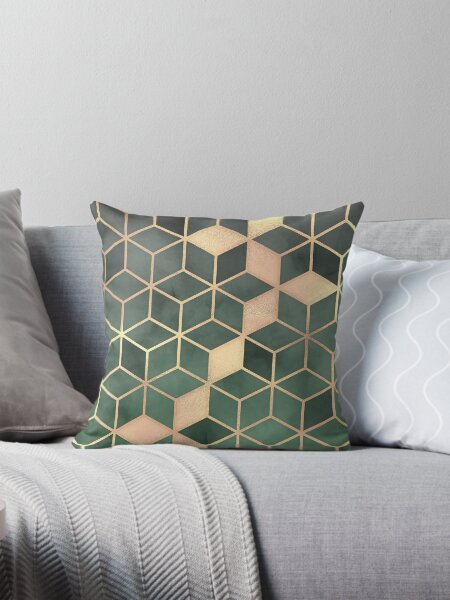Item preview, Gold Emerald green Gradient cube Art print designed and sold by HECETU.