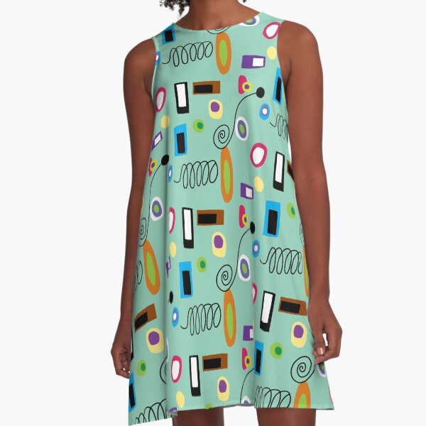 MOD ABSTRACT Green A-Line Dress
