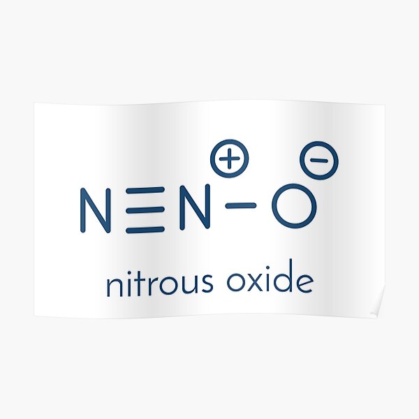 "Nitrous oxide (NOS, laughing gas, N2O) molecule" Poster by molekuul