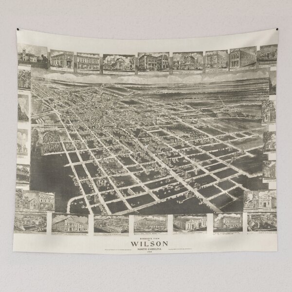 Item preview, Vintage Pictorial Map of Wilson NC (1908) designed and sold by BravuraMedia.