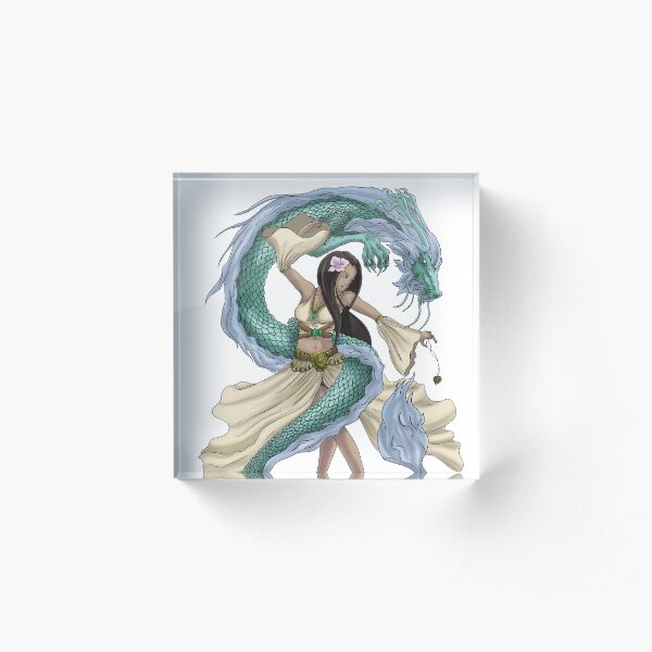 Fantasy Dragon Dancer Digital Illustration Acrylic Block