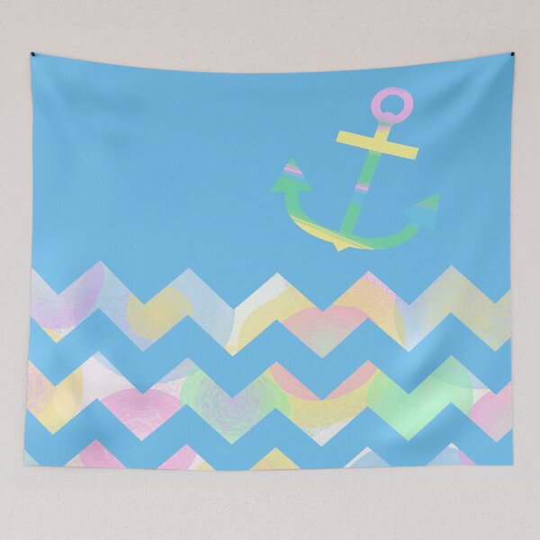 Item preview, Blue Anchor Chevron Sea designed and sold by umeimages.