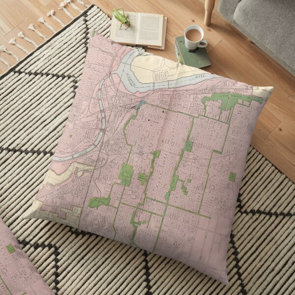 Vintage Map of Kansas City MO (1912) Floor Pillow