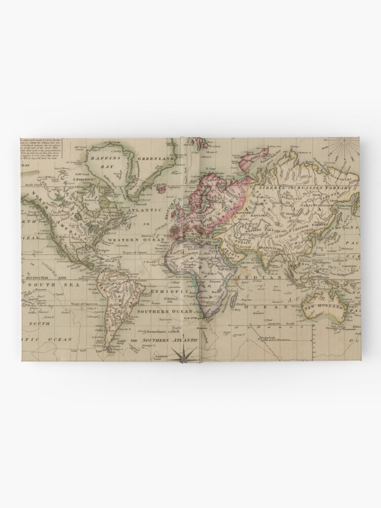 Thumbnail 2 of 3, Hardcover Journal, Vintage Map of The World (1814) designed and sold by BravuraMedia.
