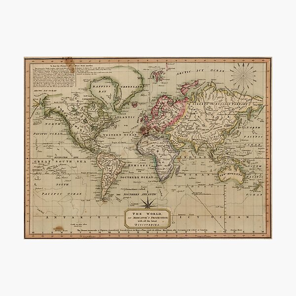 Item preview, Vintage Map of The World (1814) designed and sold by BravuraMedia.
