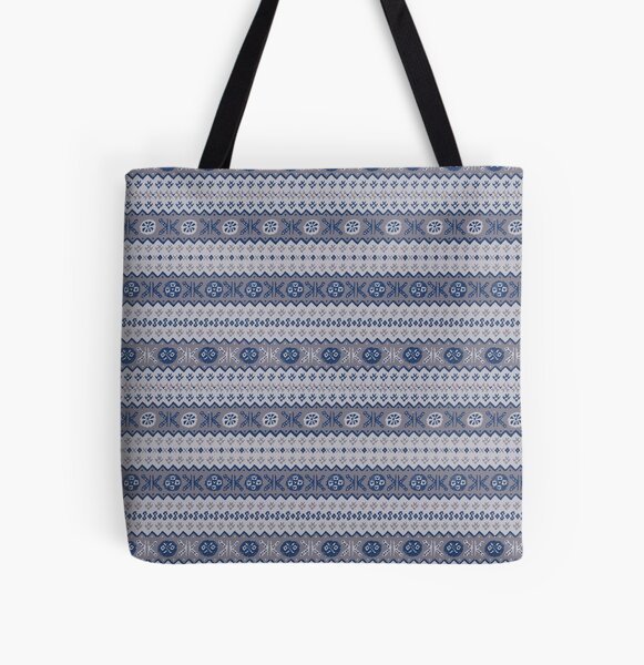 Granny’s Fairisle - Grey All Over Print Tote Bag