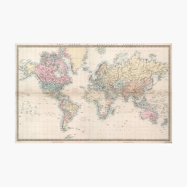 Item preview, Vintage Map of The World (1856) designed and sold by BravuraMedia.
