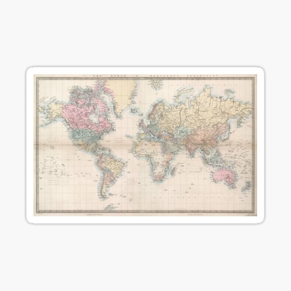 Item preview, Vintage Map of The World (1856) designed and sold by BravuraMedia.