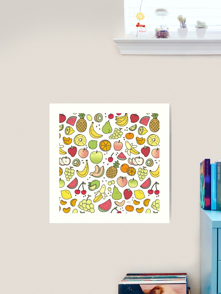 Juicy Fruits Doodle Art Print