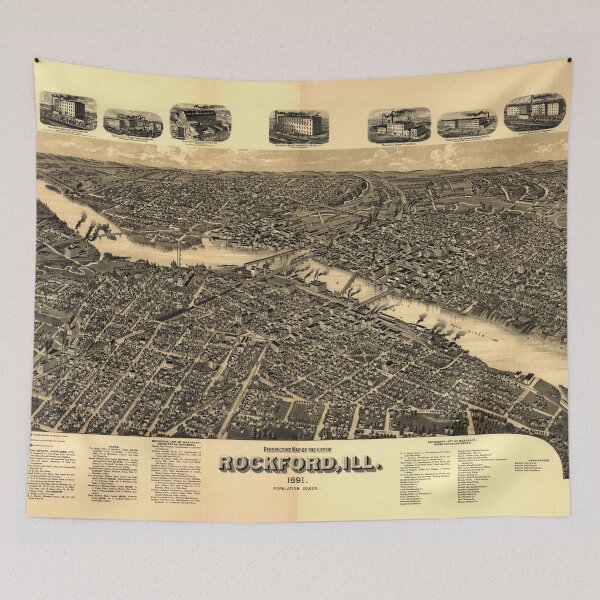 Item preview, Vintage Map of Rockford Illinois (1891) designed and sold by BravuraMedia.