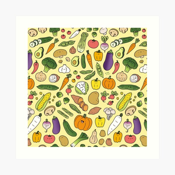 Veggie Friends Doodle Art Print