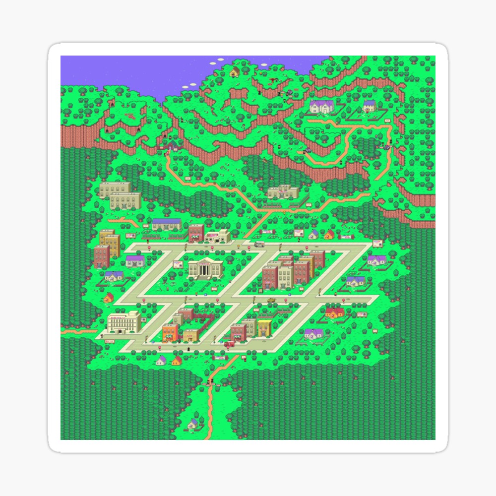 Earthbound Onett Map Poster By Gin Nek Shop Redbubble