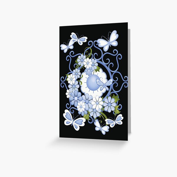 Item preview, Blue Flowers and Butterflies, fantasy art designed and sold by LoneAngel.