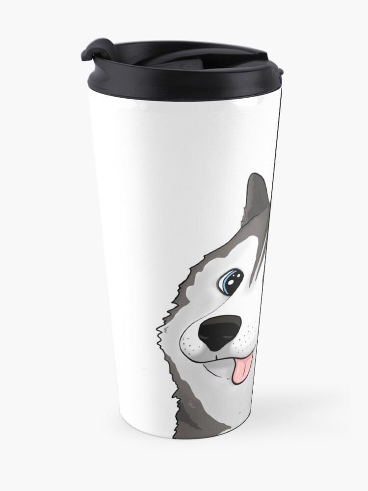 Alternate view of siberian husky doge / moonmoon meme Travel Mug
