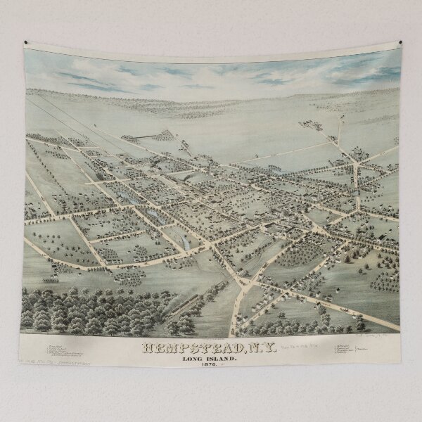 Item preview, Vintage Pictorial Map of Hempstead NY (1876) designed and sold by BravuraMedia.