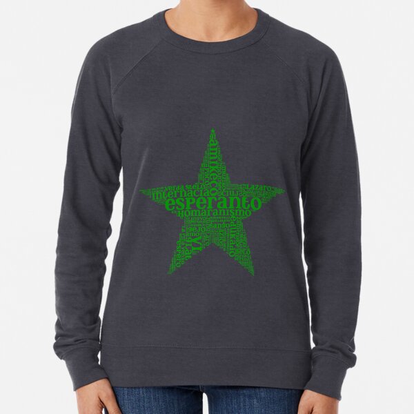 Stelforma Vortnebulo - Star-shaped Word Cloud in Esperanto Lightweight Sweatshirt