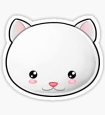 White Cat Kawaii Sticker