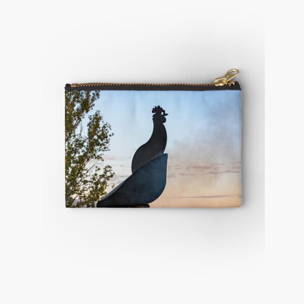 Item preview, Chimney with an iron rooster on top against the backdrop of a mountain village in the rays of the sunset.  designed and sold by EG Creativity Art.