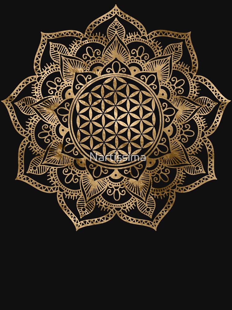 Flower of Life in Lotus - pastel golds and canvas by Nartissima
