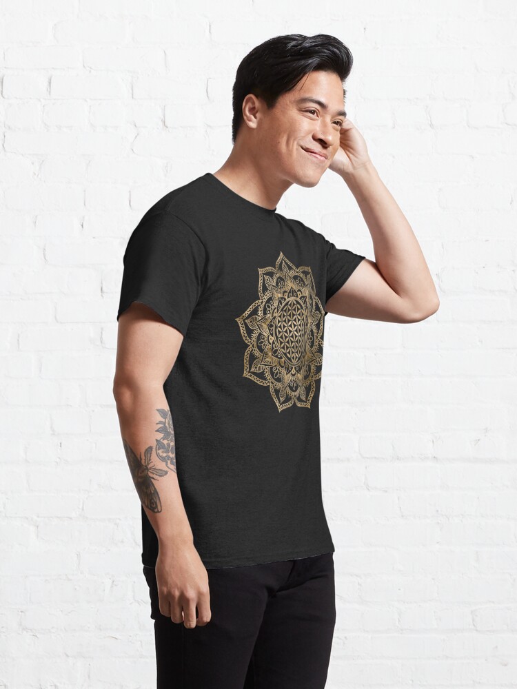 Alternate view of Flower of Life in Lotus - pastel golds and canvas Classic T-Shirt