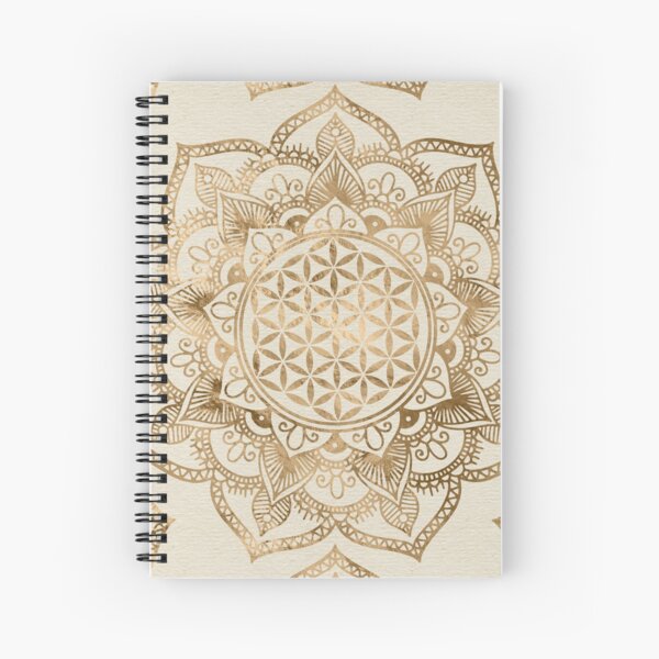 Flower of Life in Lotus - pastel golds and canvas Spiral Notebook