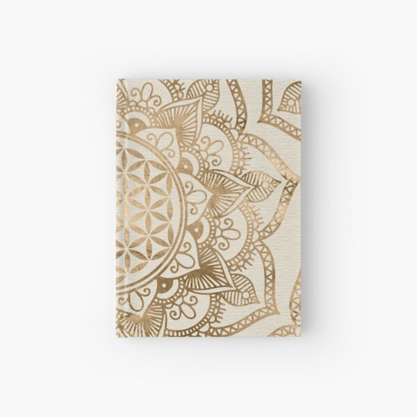 Flower of Life in Lotus - pastel golds and canvas Hardcover Journal