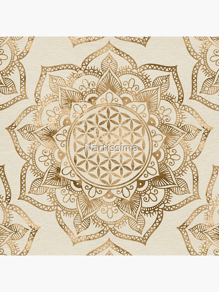 Flower of Life in Lotus - pastel golds and canvas by Nartissima