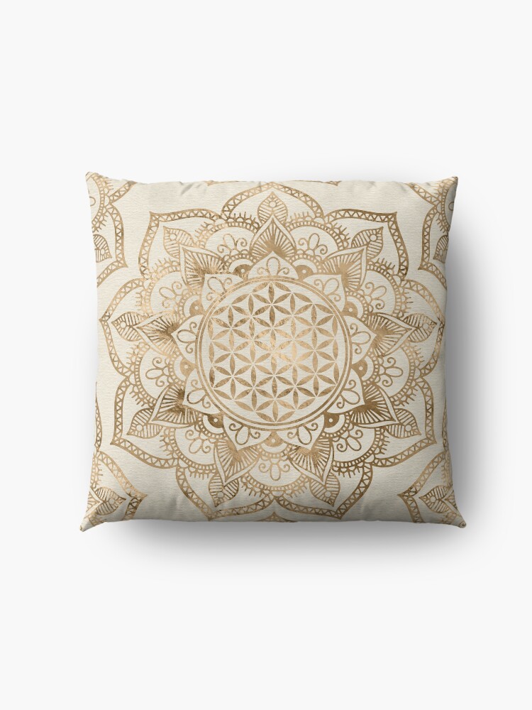 Alternate view of Flower of Life in Lotus - pastel golds and canvas Floor Pillow