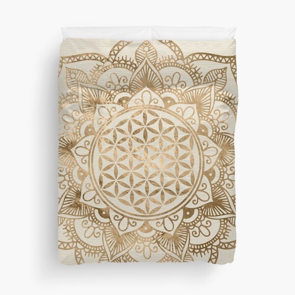 Flower of Life in Lotus - pastel golds and canvas Duvet Cover
