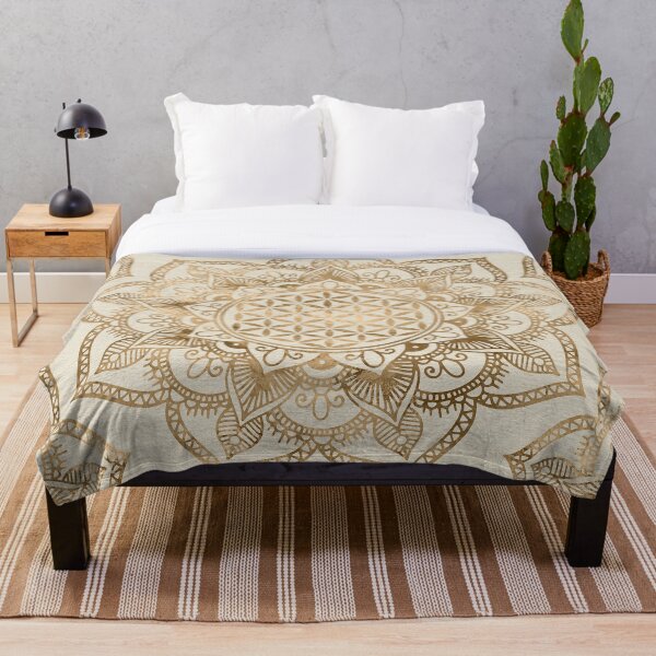 Flower of Life in Lotus - pastel golds and canvas Throw Blanket