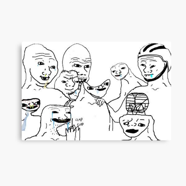 Drooling Wojak And Friends Canvas Print By Cyan Eyed Redbubble