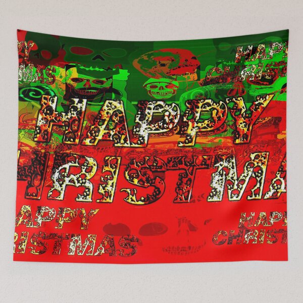 Item preview, skulls red and green happy christmas  designed and sold by designbywhacky.