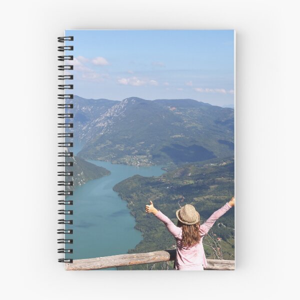 Item preview, little girl with thumbs up standing on mountain viewpoint designed and sold by goceris.