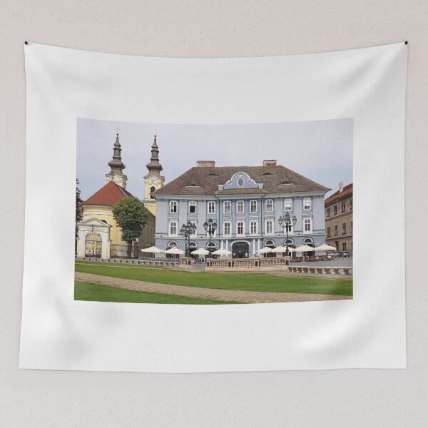 Item preview, old building and church Union square Timisoara Romania designed and sold by goceris.